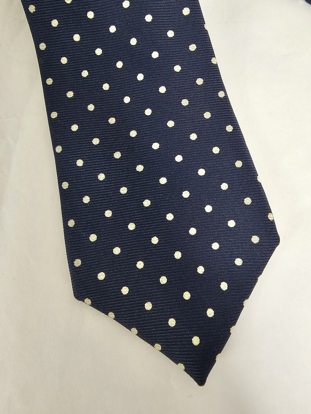 Turnbull & Asser Navy Cream Polka Dot 100% Silk Tie British Luxury - Picture 2 of 7